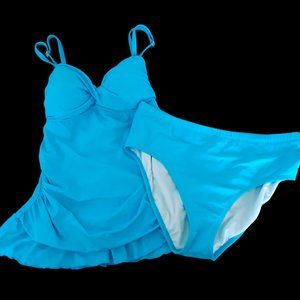 Always For Me 2 Piece Babydoll Curvy Shaper Swimsuit Ruffles 20W New